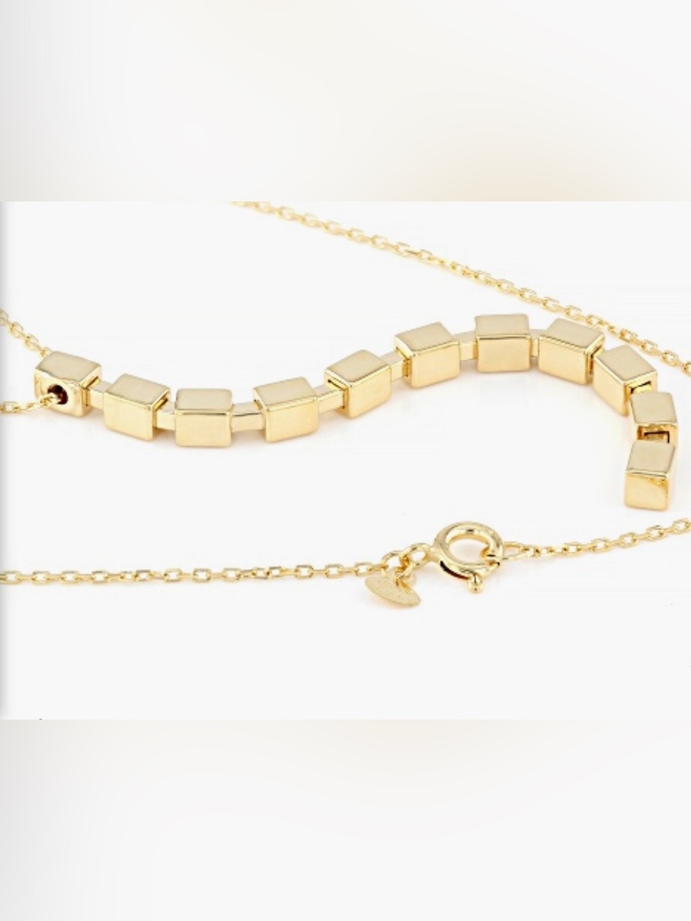 Solid 14K Yellow Gold Italian "Modula" Drop Y-Necklace 18". Gorgeous!